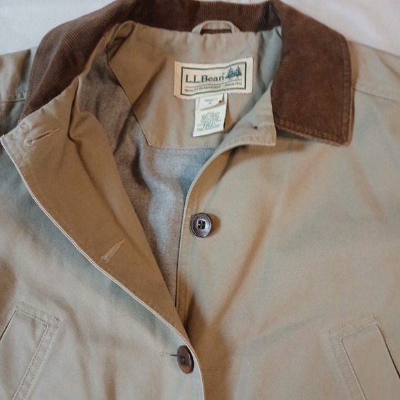 Vtg LL Bean Chore Jacket Women's Petite M Beige Corduroy Collar Barn Coat READ - Picture 2 of 12
